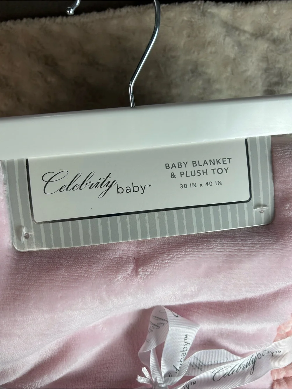 Celebrity Baby Solid Light Pink Baby Blanket Ribbed Edge Reversible RN 164273